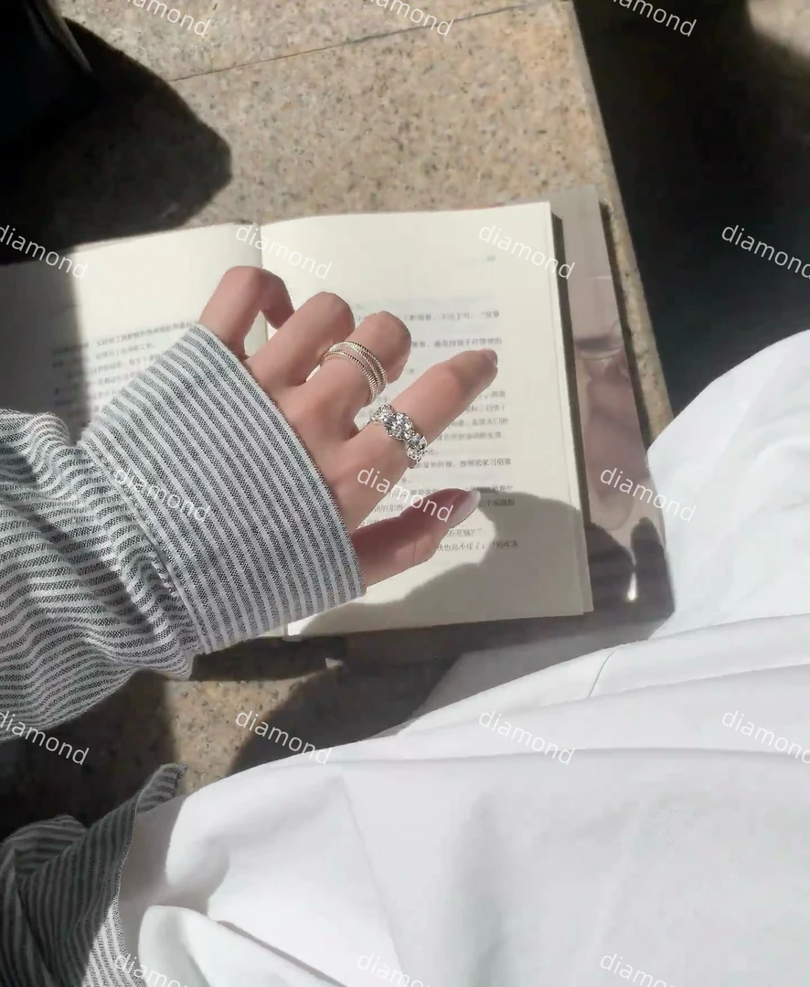 925银锆石戒指 925银素戒指