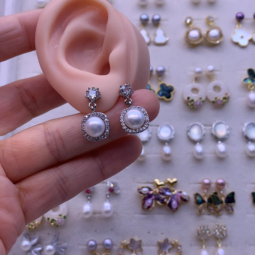 淡水珍珠耳饰合金