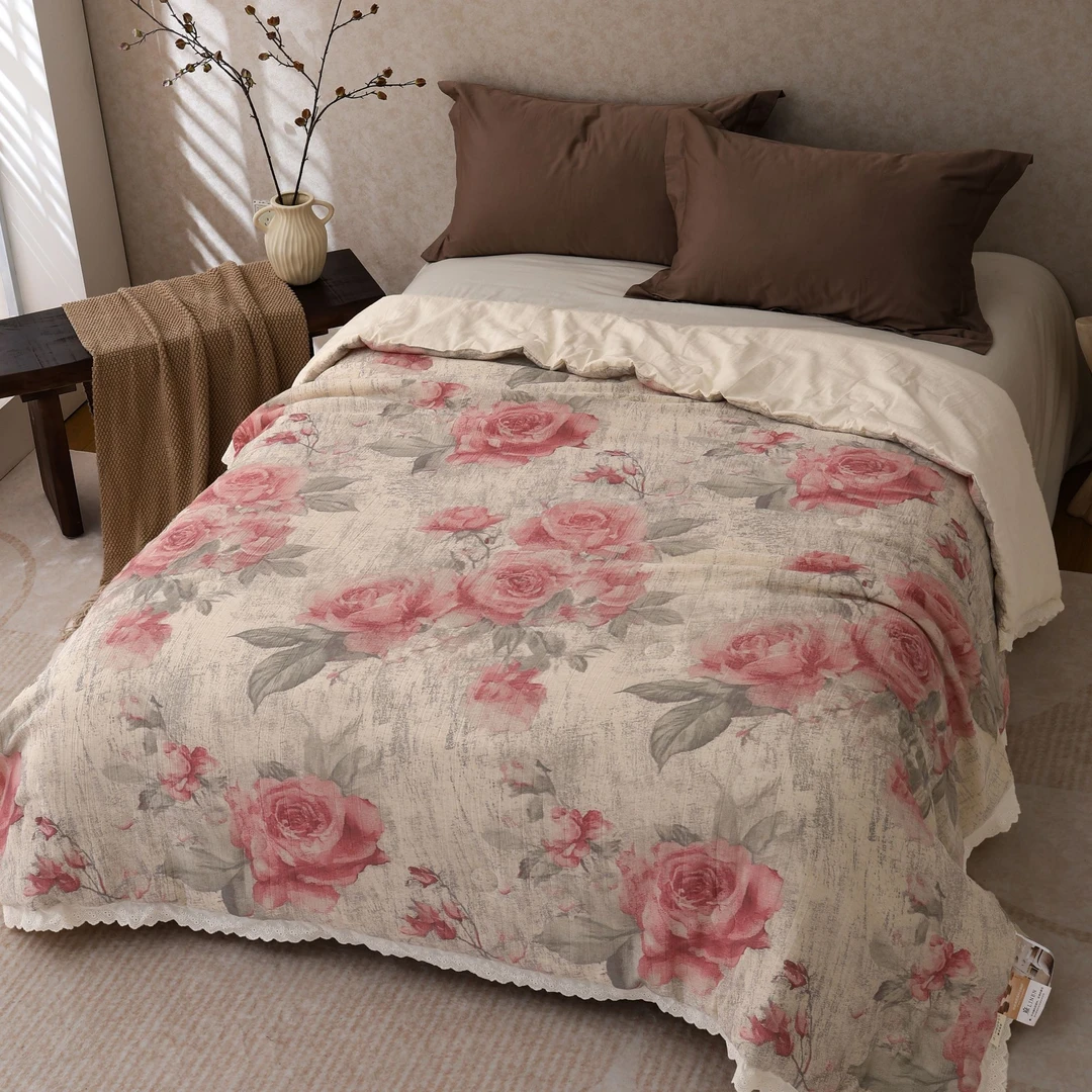 【牡丹花恋】200*230高奢罗布麻夏被