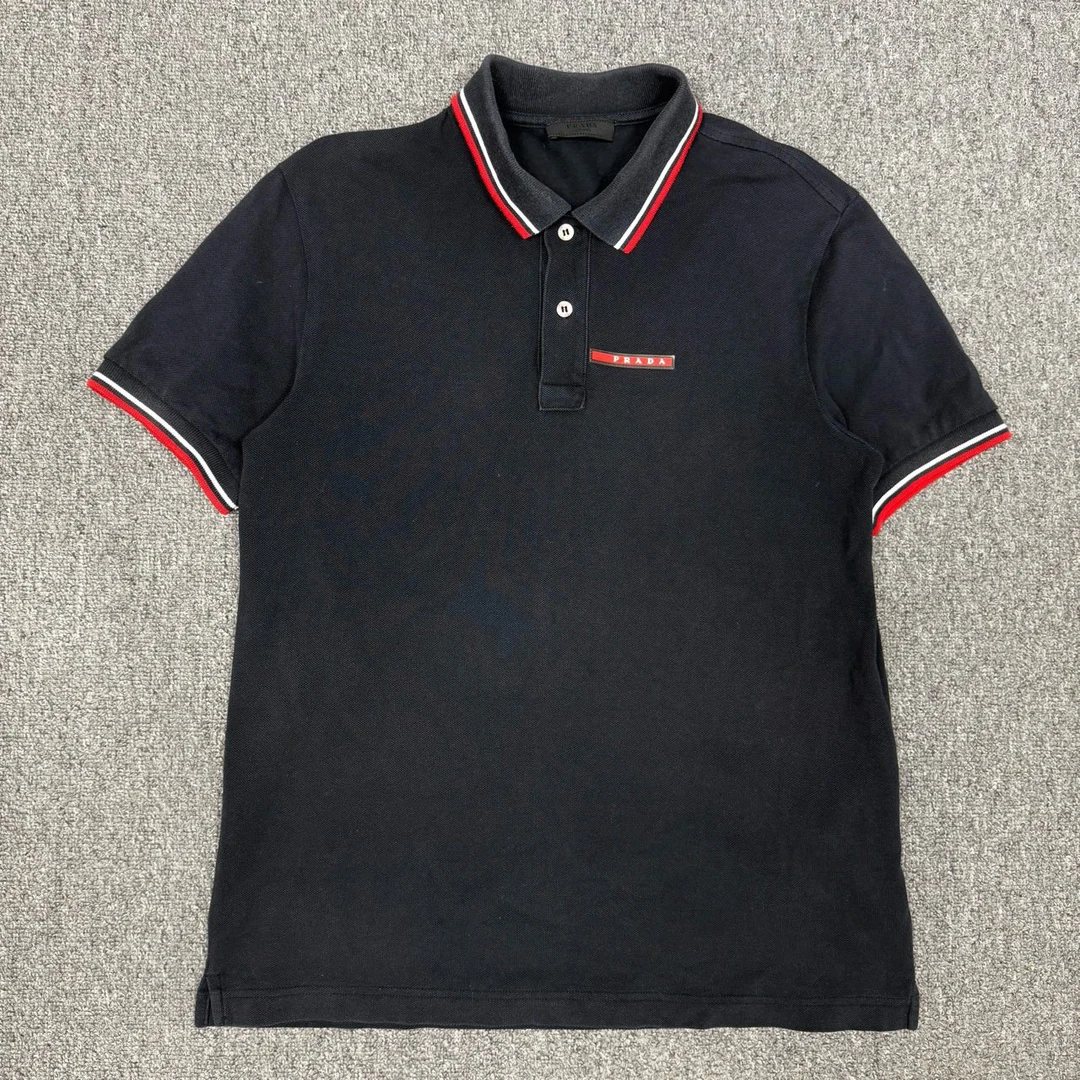 99新 Prada/普拉达 12999148 黑色胸前logo短袖Polo衫 M码98新
