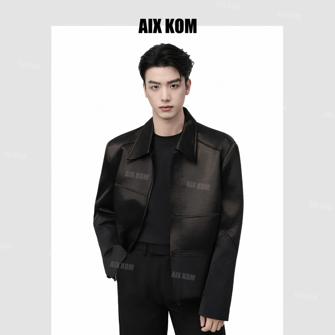AIXKOM｜2025秋冬款简约男夹克长袖青春活力潮流秋季纯色拼接外套