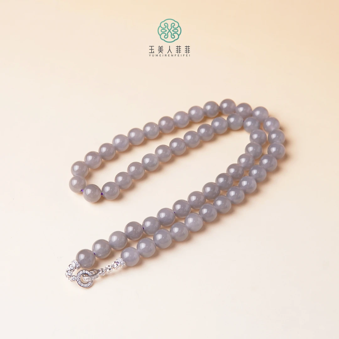 石惑珠宝/和田玉圆珠项链约8mm-多样性发一