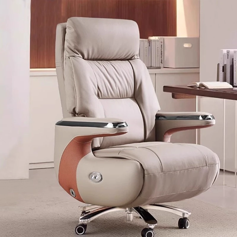 智能按摩电动真皮老板椅轻奢高级感办公电脑椅竞技家用通风加热