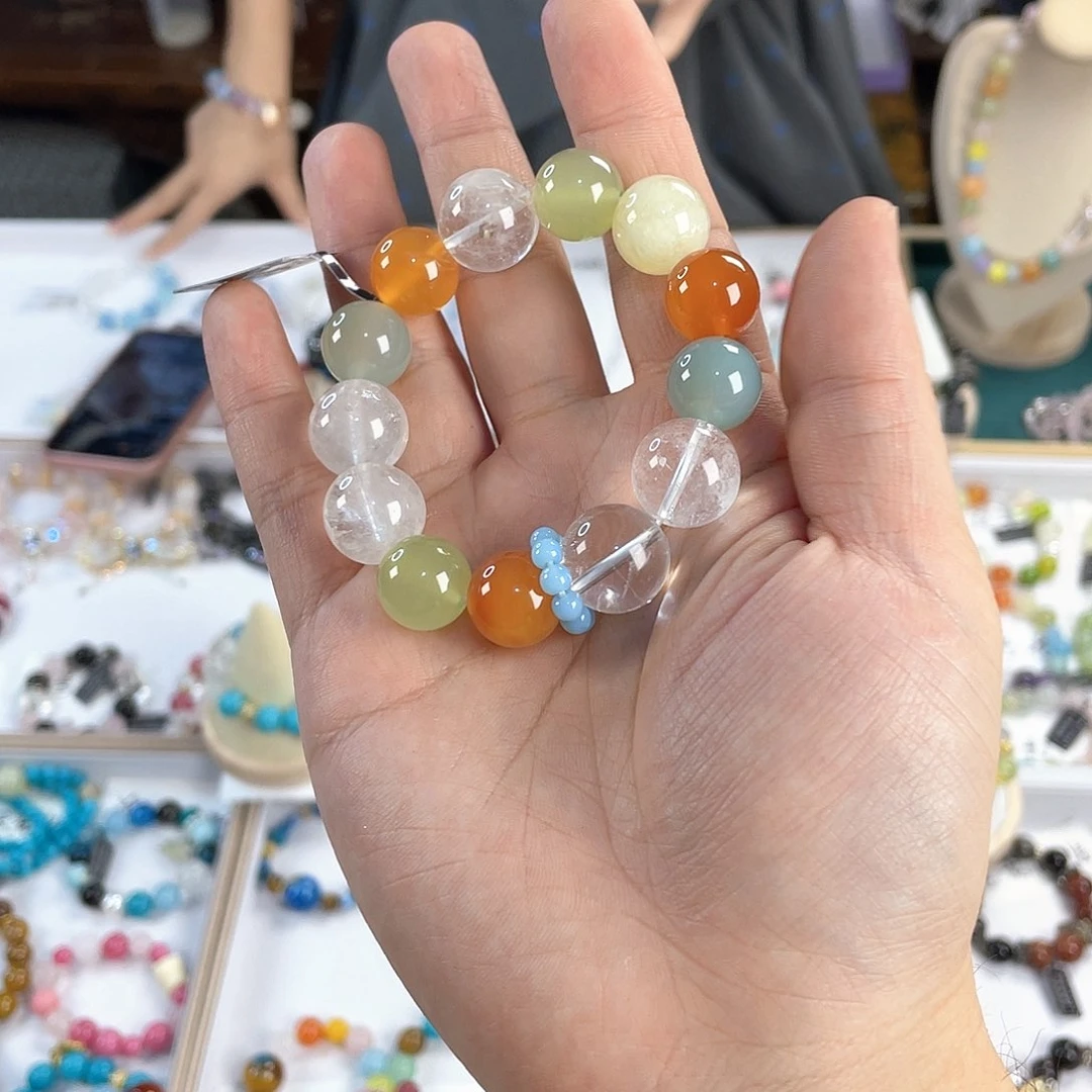 水晶手链银S925镀金镶嵌