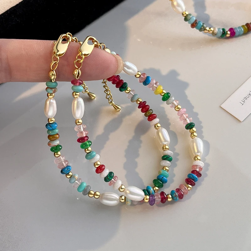 合金琉璃手链 彩色串珠手链ins小众设计感叠戴甜美清新闺蜜手串女