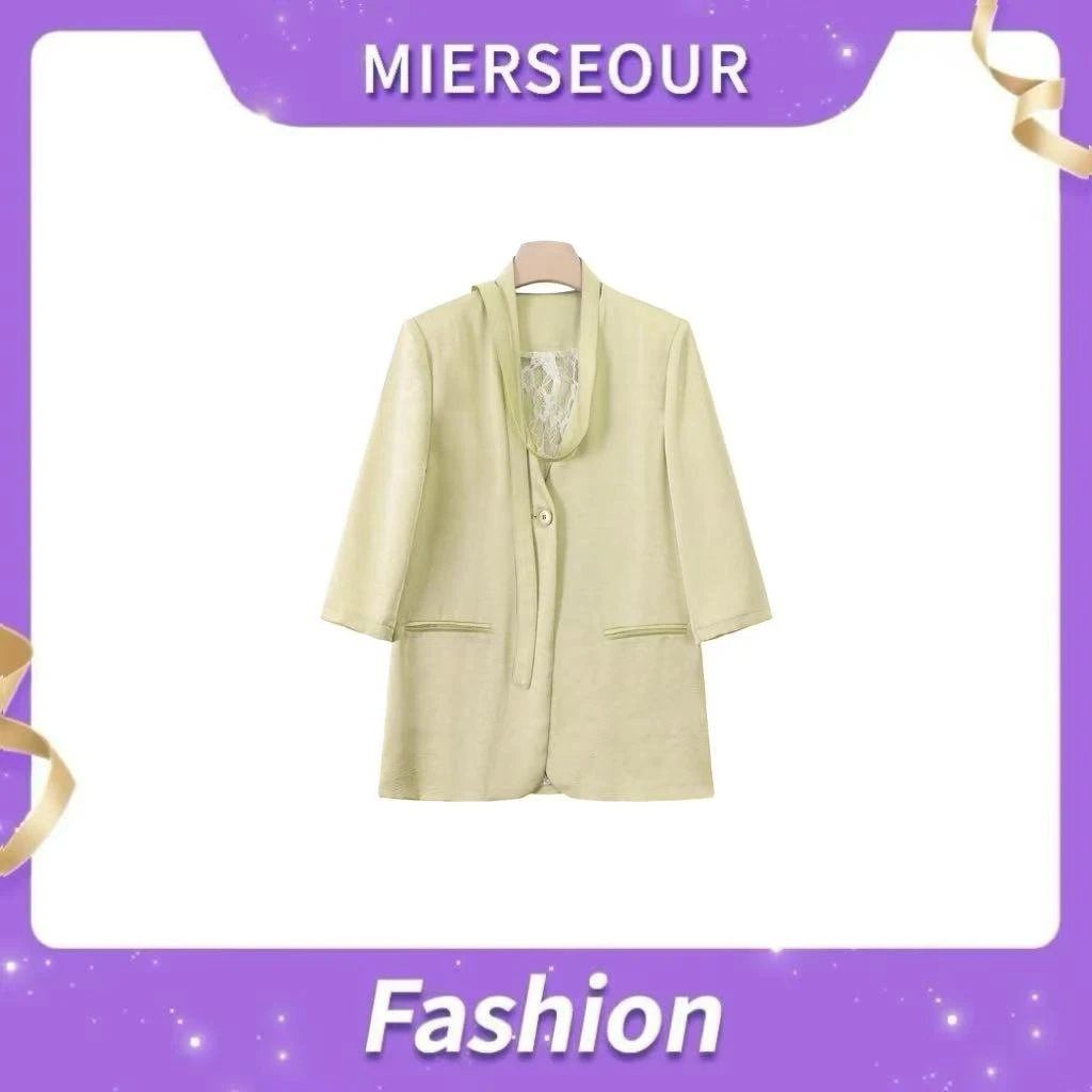 【蕾丝光影】缎光设计感小众感蕾丝西装外套1362