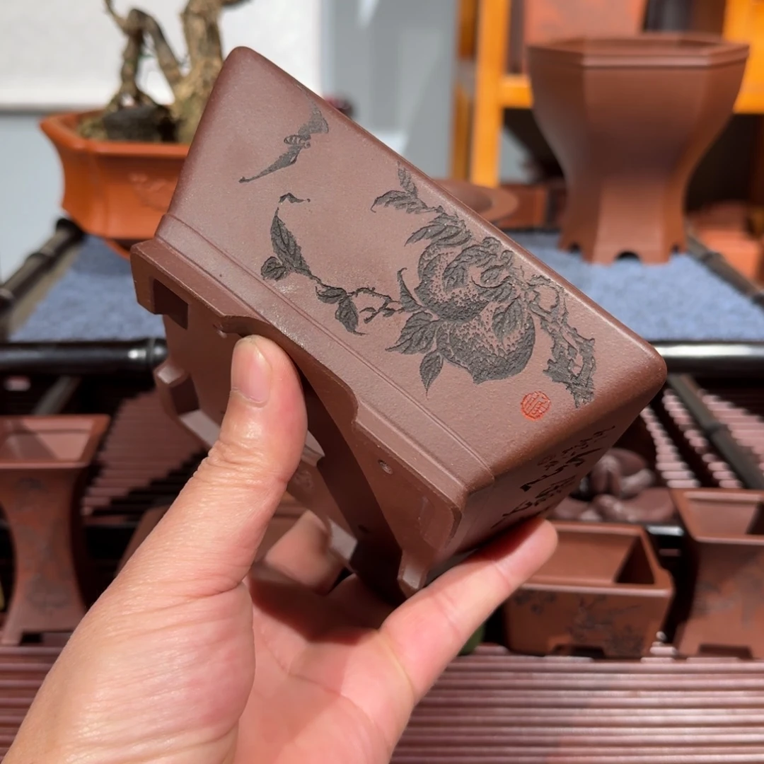 爱***菜花盆紫砂原矿紫泥