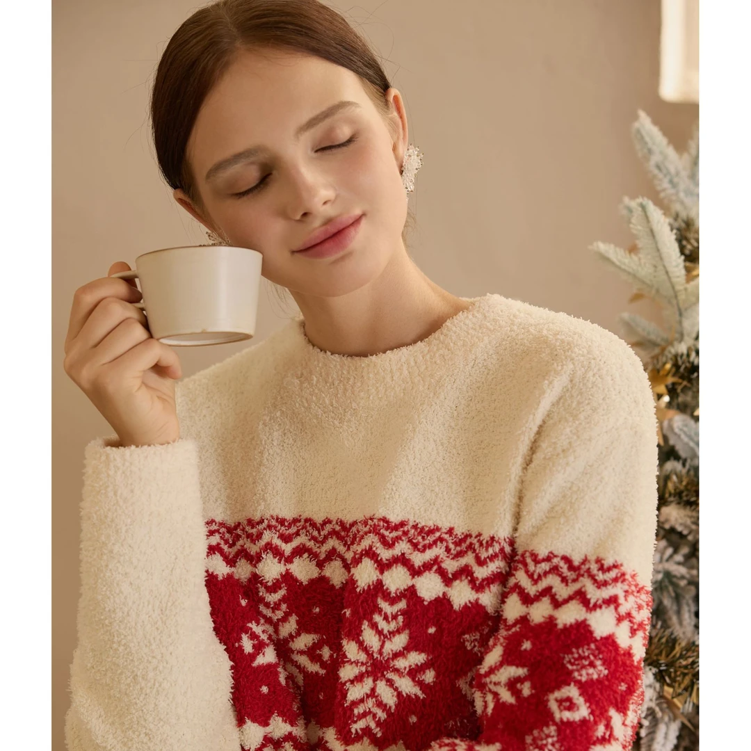 秋冬软绵绵半边绒可爱甜美新品家居服套装可外穿 女士睡衣女