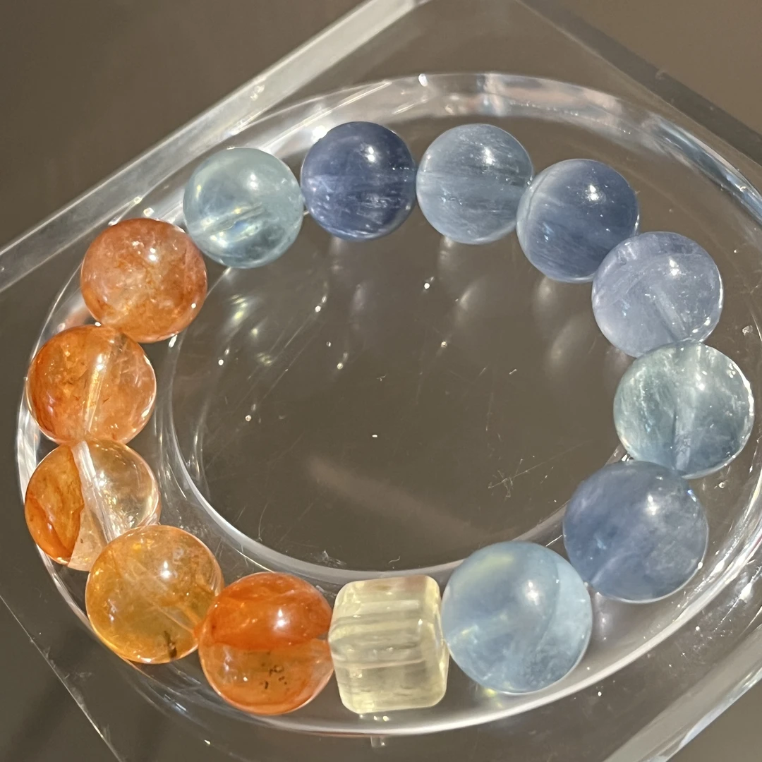 925银玻璃银制品 橘子海手链