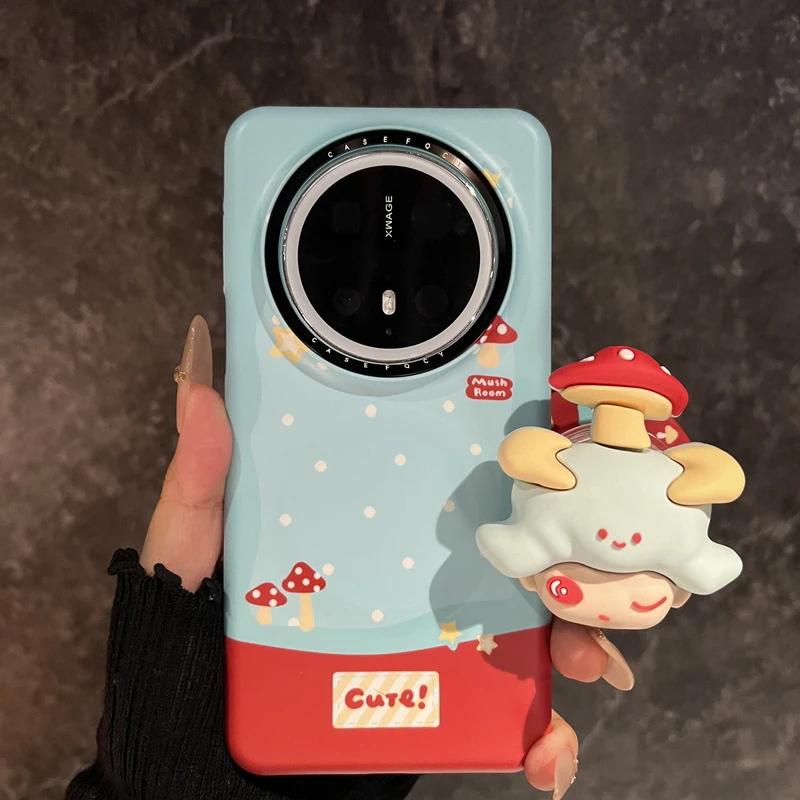 适用华为mate70pro手机壳磁吸菲林壳P60pro卡通可爱粉白格纹星星