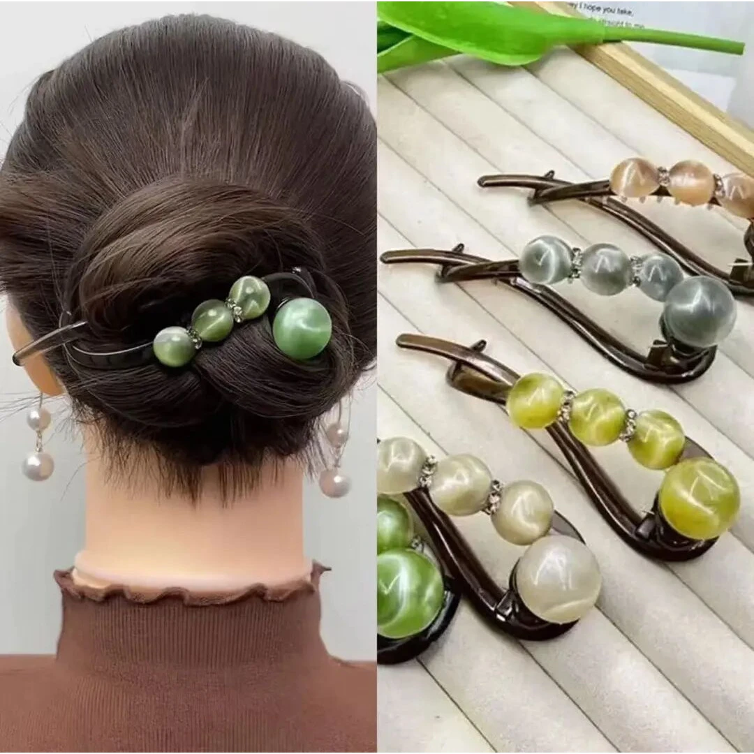 珠珠扭扭夹女2025新款高级感一字夹后脑勺盘发夹子夏天不硌头发夹
