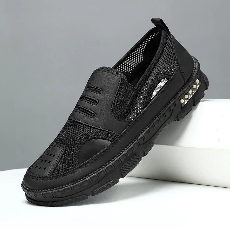 夏季新款老北京布鞋休闲运动软底防滑网面鞋舒适百搭一脚蹬爸爸鞋