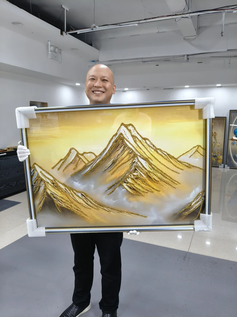 钢化玻璃【背靠金山】客厅装饰画客金山沙发背景墙