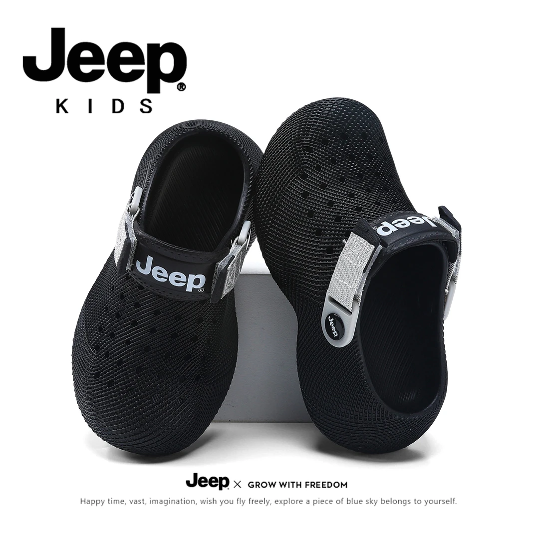 JEEP/吉普亲子洞洞鞋男童女童户外夏季包头软底耐磨防滑儿童凉鞋