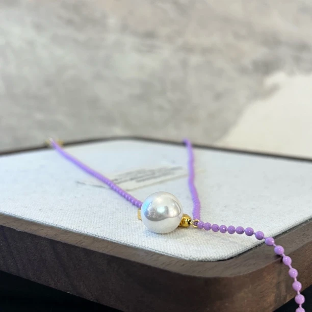 铜合金项链 白色单z花花项链XL2654