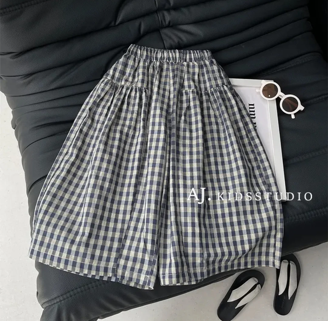 儿童裤子男女宝宝2025夏季新品时尚韩版潮流洋气休闲宽松日常格子