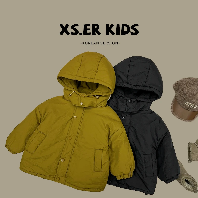 【小首尔】原版-男童洋气中长款棉服冬季时尚加绒加厚外套HBB3072