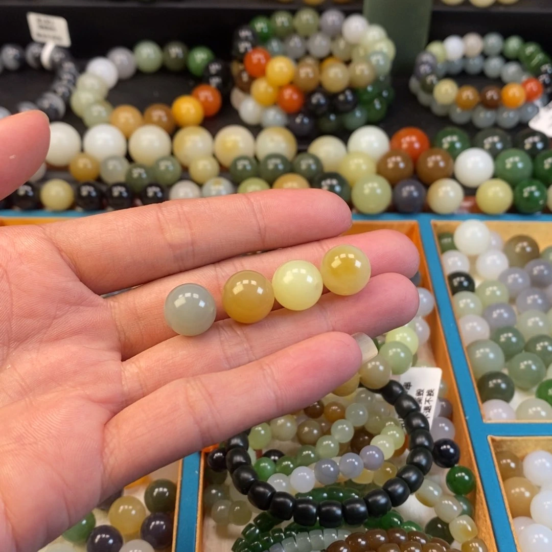 和田玉手串未镶嵌·****·卡12蓝加糖白加黄口加糖