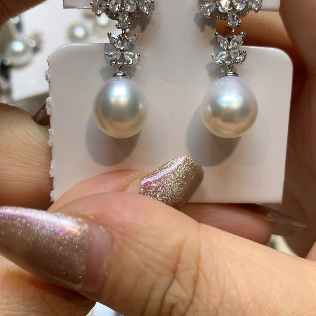 银S925镶嵌淡水珍珠耳饰