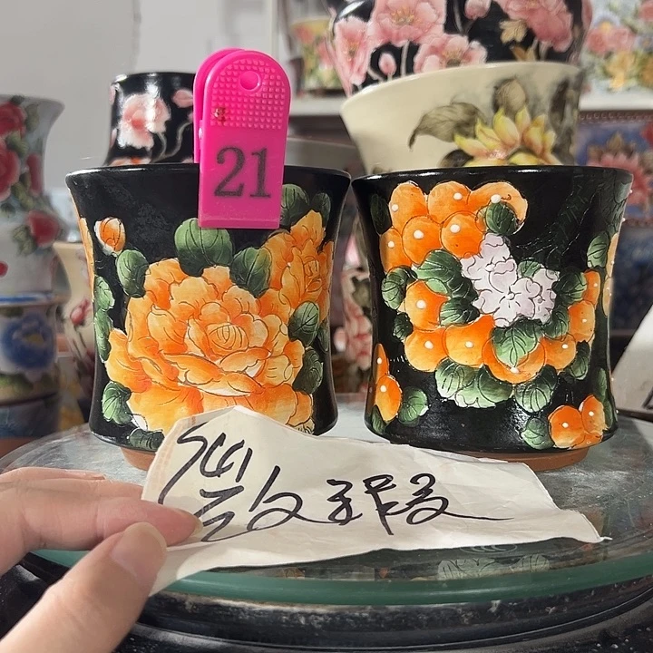 景德镇幸运花盆手绘韩式花盆
