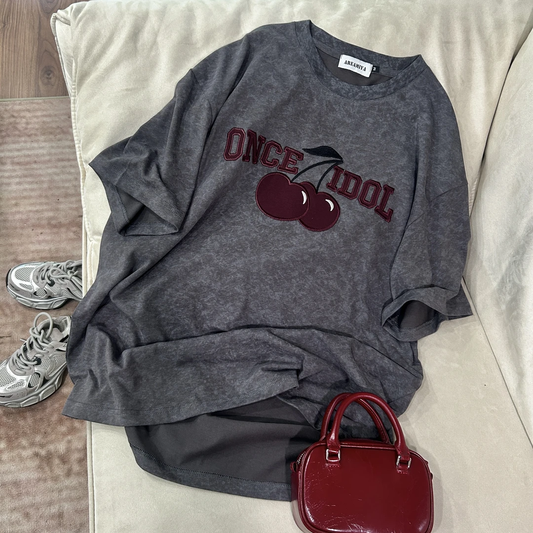 【爱吃樱桃】高考毕业季减龄百搭刺绣扎染圆领T恤CP237