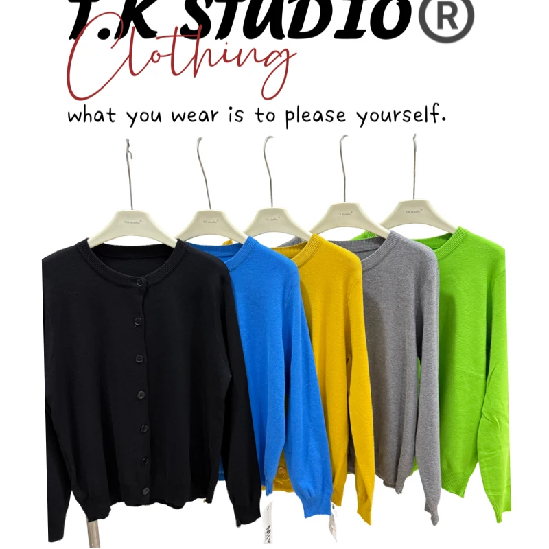 T.K<糖果开衫>百搭圆领修身长袖针织开衫外套！