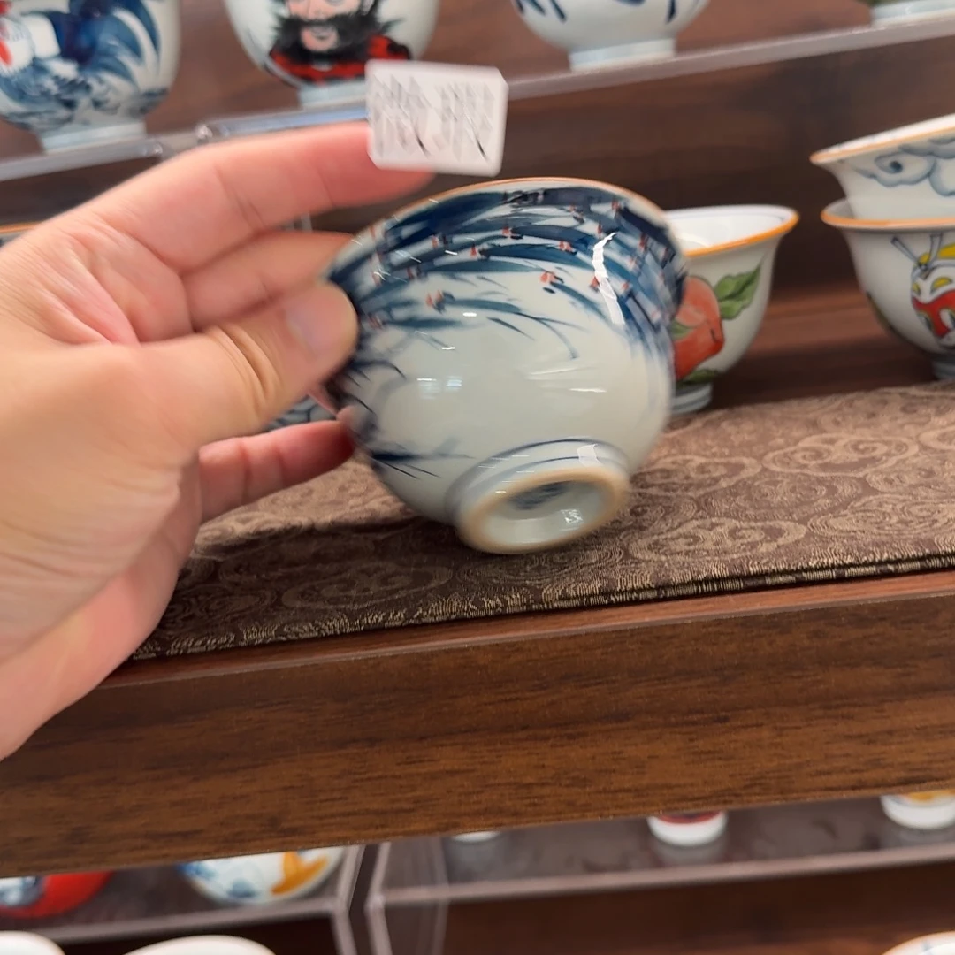 釉下手绘茶具微瑕