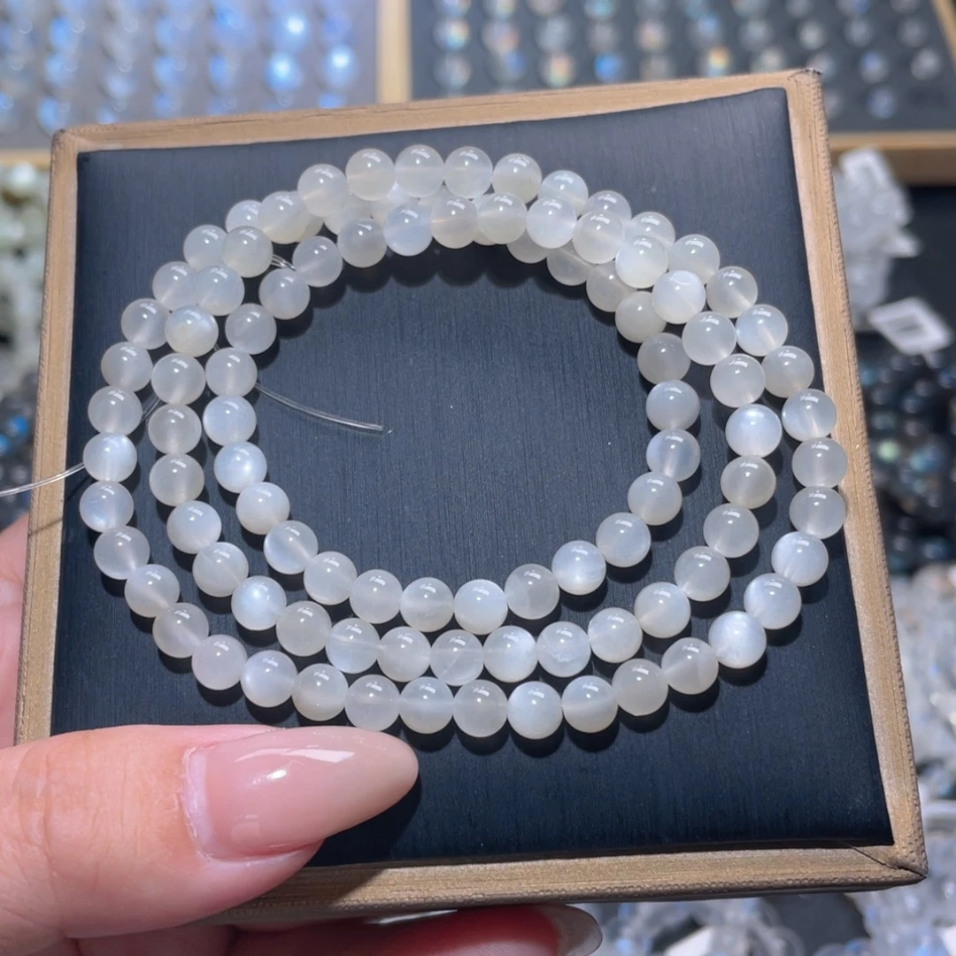 长石未镶嵌手链白月光手链多圈5.7mm