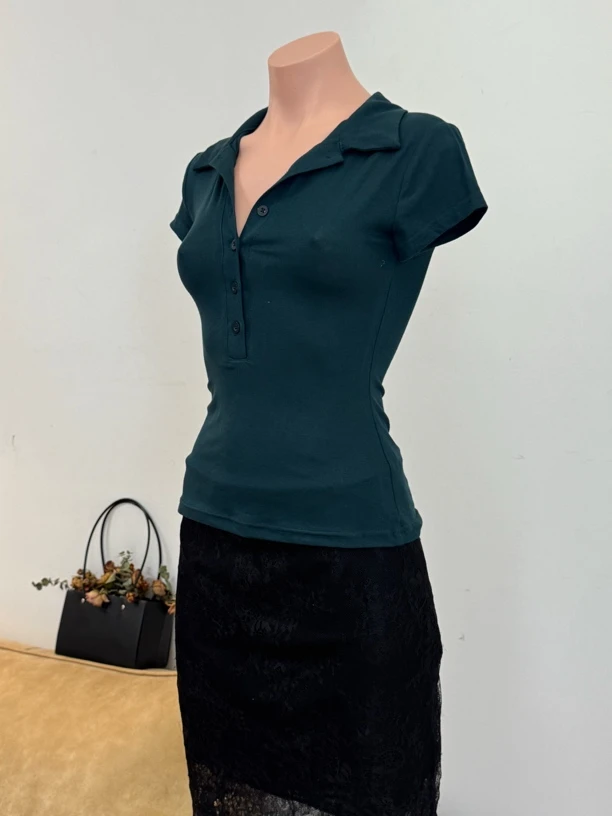 【你伍老板娘】“莫兰迪polo 衫”翻领修身基础短袖t