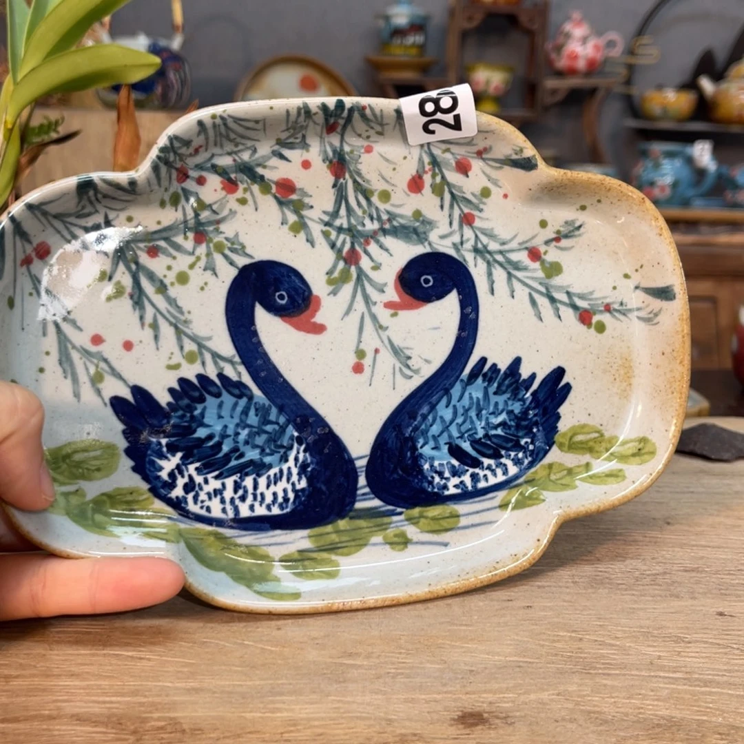 壶素浅陶瓷手工手绘