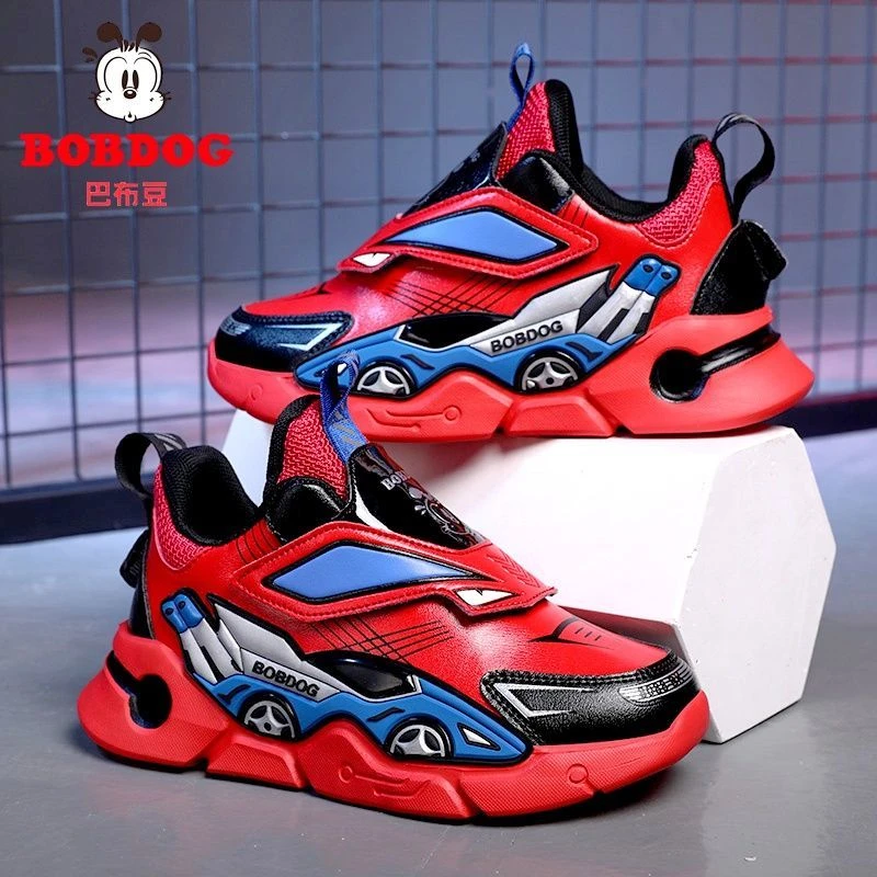 巴布豆2025本命年中国红款式儿童鞋时尚百搭潮流儿童防水运动鞋子