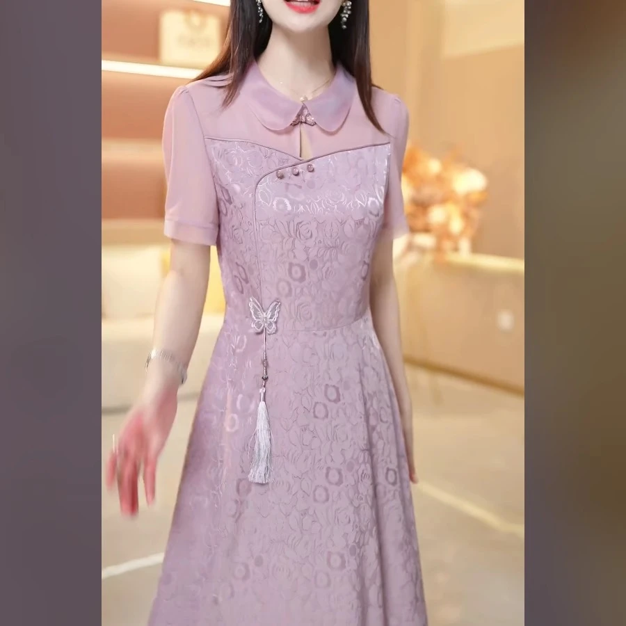 新中式国风旗袍连衣裙女遮肚2025夏季新款显瘦时尚高档减龄碎花裙