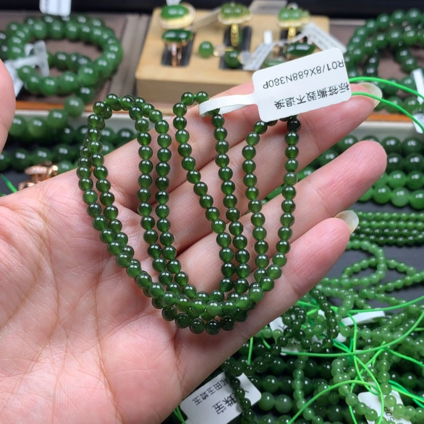 【闪购商品】未镶嵌手链和田玉（碧玉）刺*4