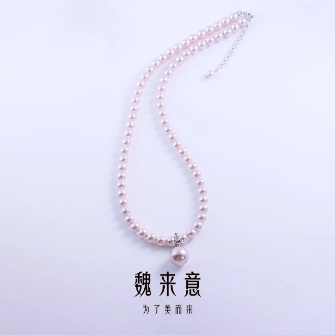 【魏来意】镀K金正圆无暇  曼塔玫瑰高级珠珠项链（6mm 40+5cm）