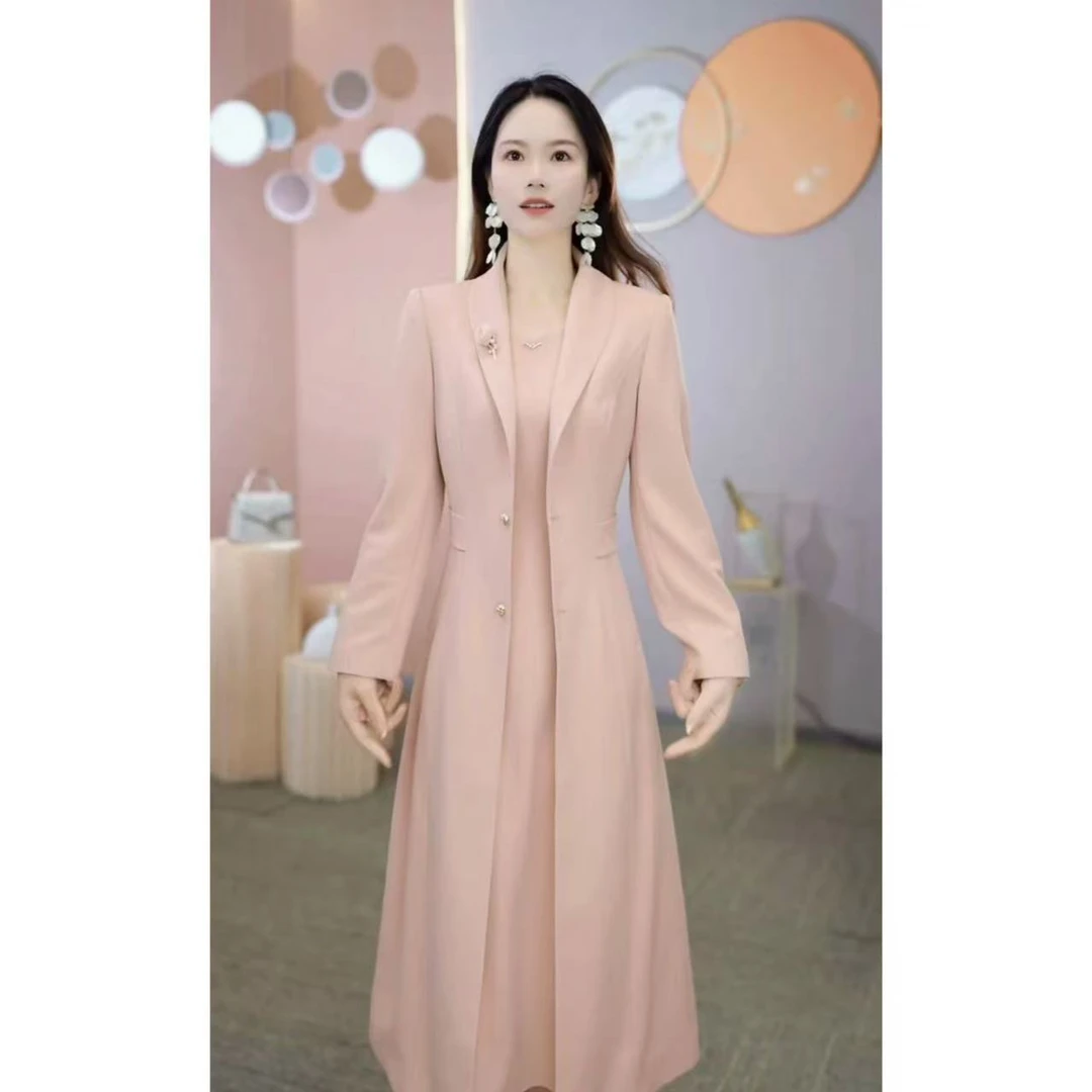 【两件套】外套+连衣裙秋季新款时尚减龄收腰显瘦百搭连衣裙套装