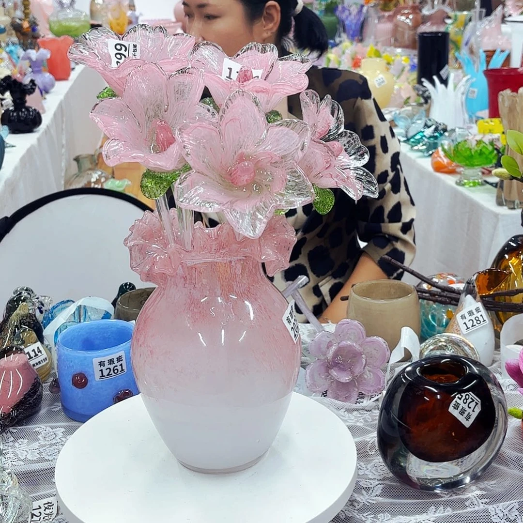2029一套5朵瓶瑕安妮家居琉璃花瓶摆件