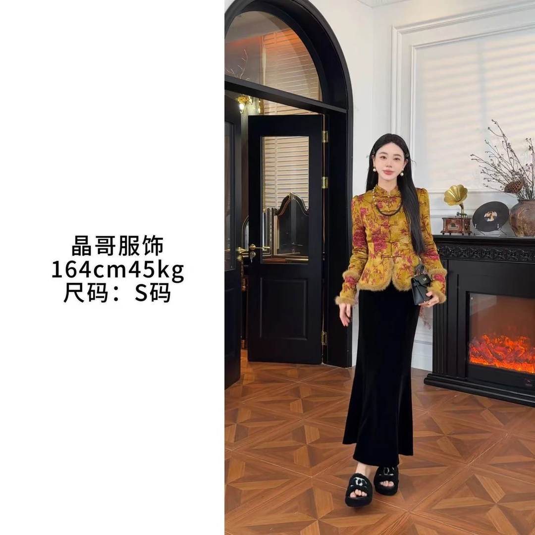 【花清月】新中式气质网红时尚复古中国风棉服上衣