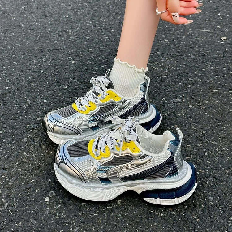 增高厚底老爹鞋女2025秋季新款爆款百搭松糕显脚小轻便休闲运动鞋