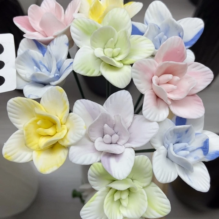 陶瓷手工制作陶瓷花10朵小百合