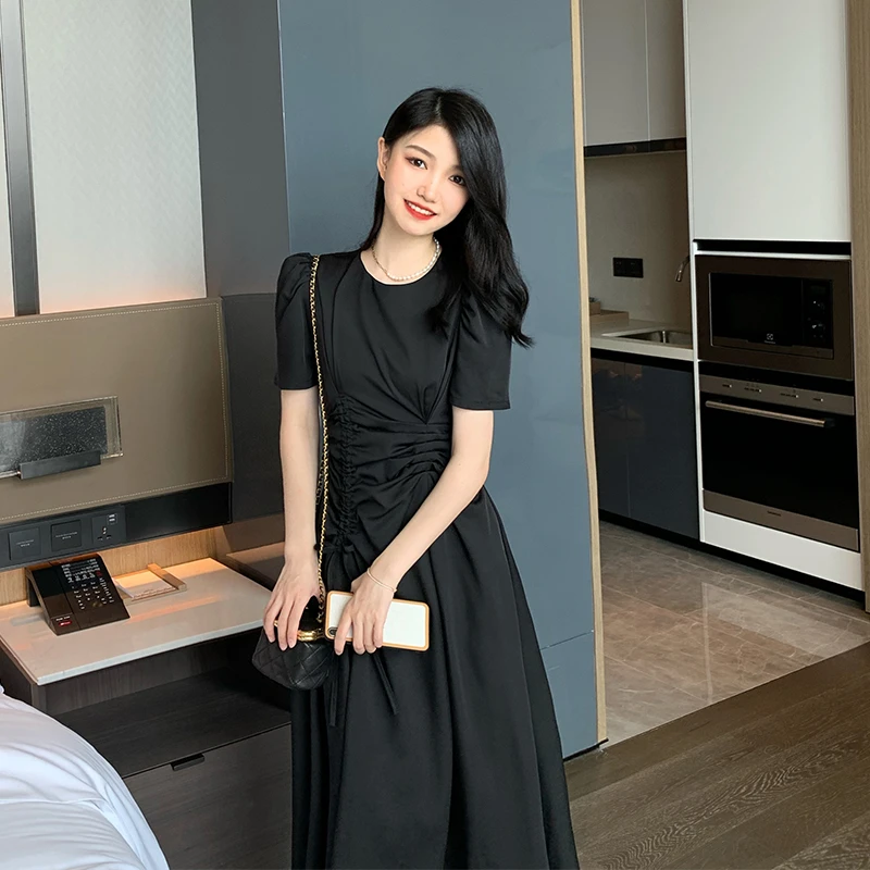 微胖夏装大码女装胖mm遮肚显瘦连衣裙减龄洋气时髦小众收腰长裙子