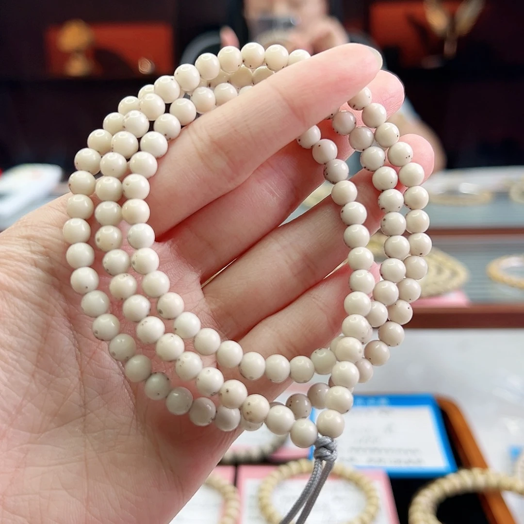 星月菩提手串Fqh6mm玉化粉冰 三分之二留白 颗粒星