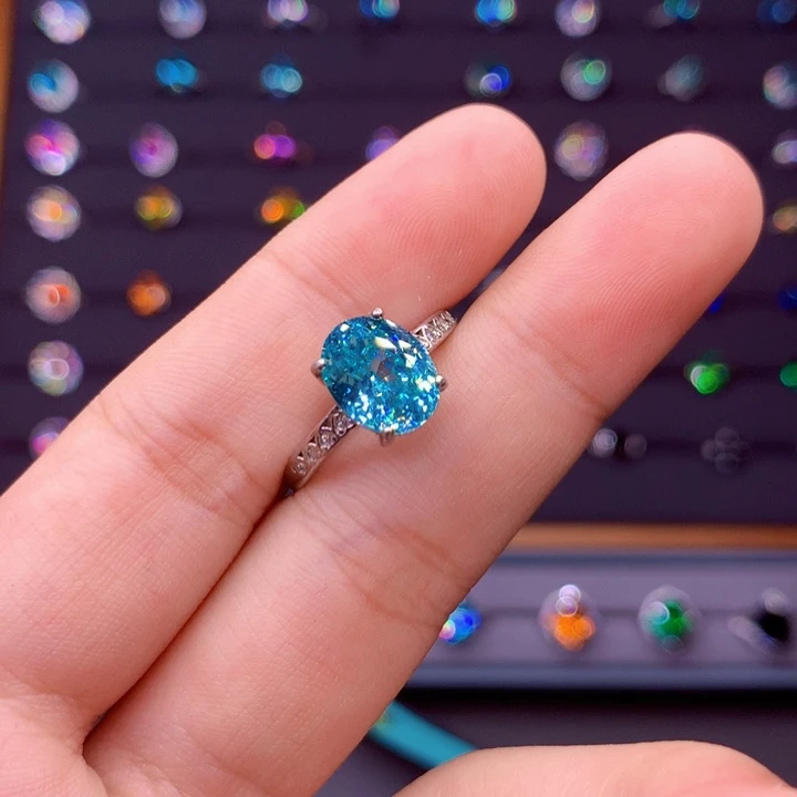 银S925镶嵌戒指碧玺