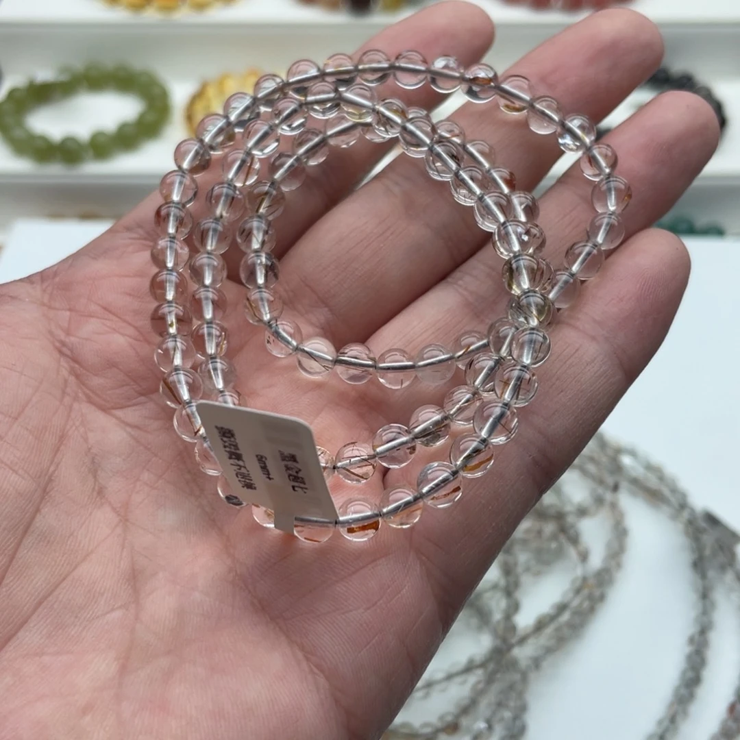 水晶手链未镶嵌黑金超七6mm