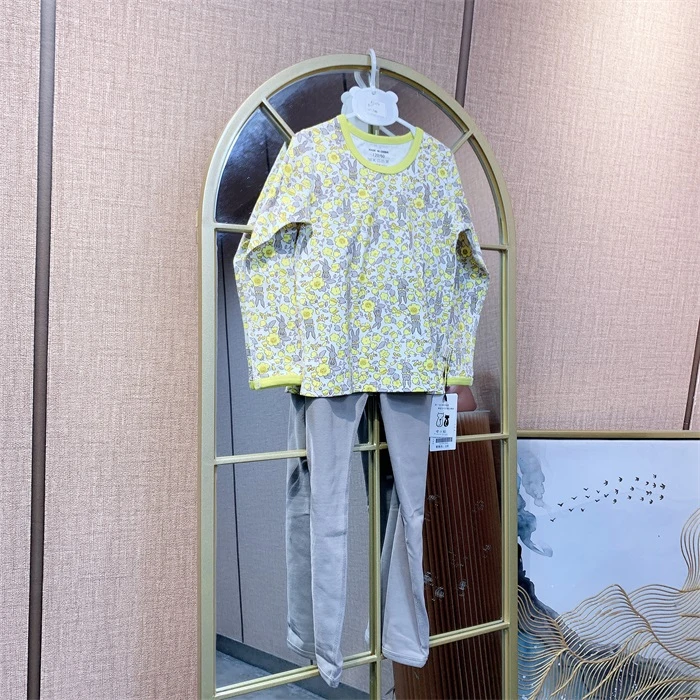 AJ094  宝宝黄色碎花秋衣套装