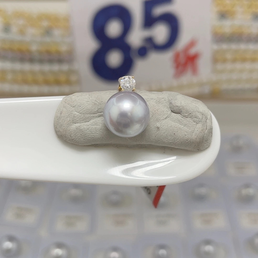 未镶嵌10.8澳白银蓝裸珠正圆海水珍珠