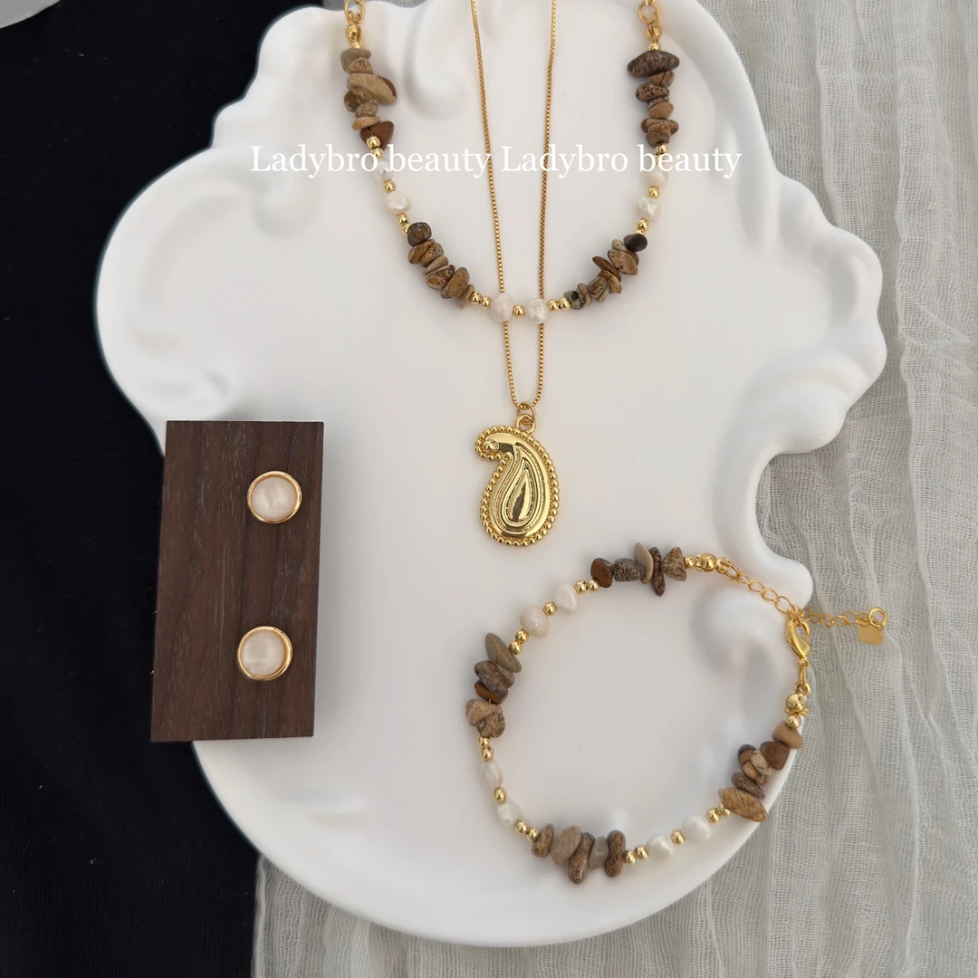 钛钢亚克力项链 复古民族风badam gul 三件套叠加项链时尚百搭