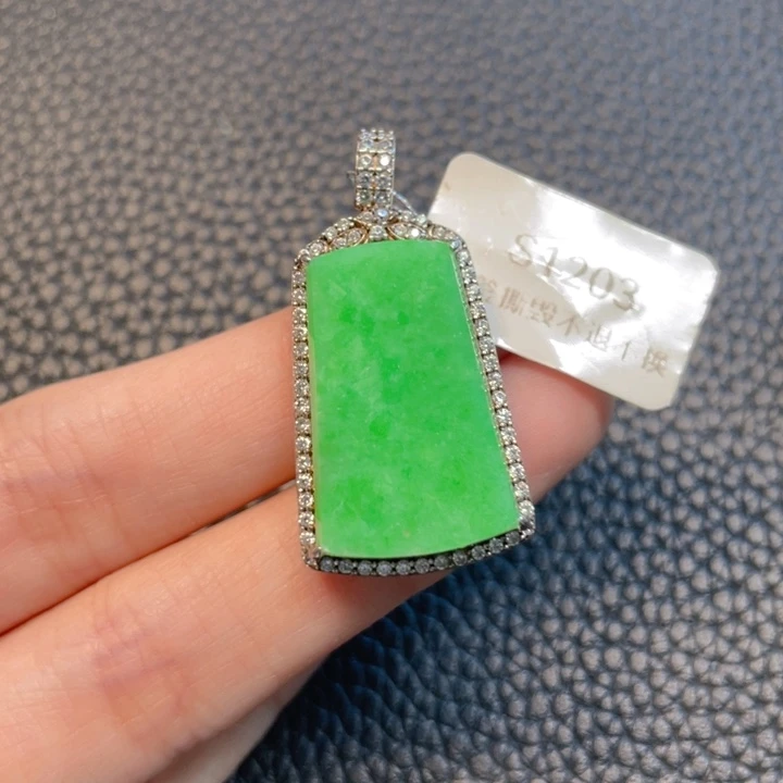 翡翠银S925镶嵌吊坠(不含链)