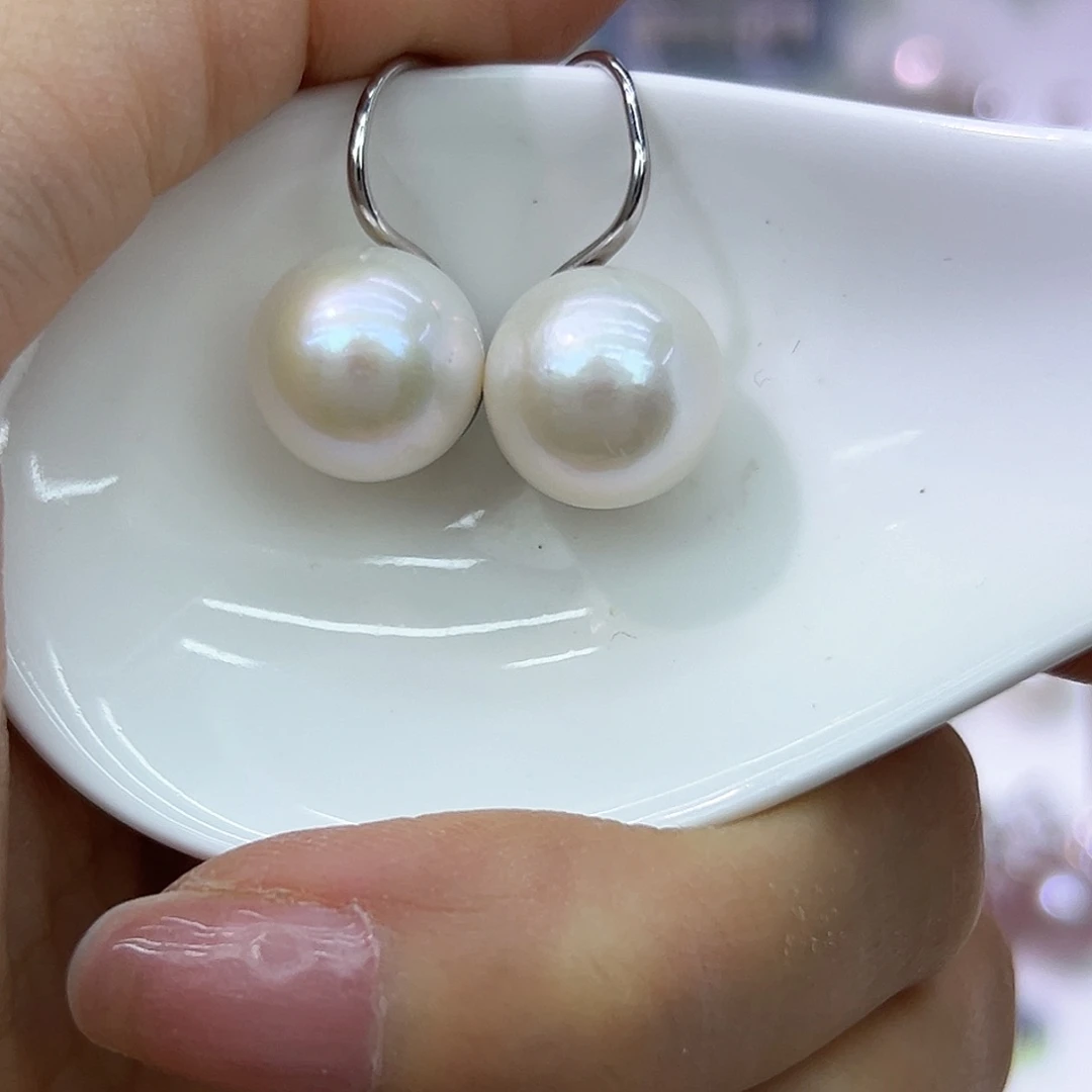 银S925镶嵌耳饰淡水珍珠12➕