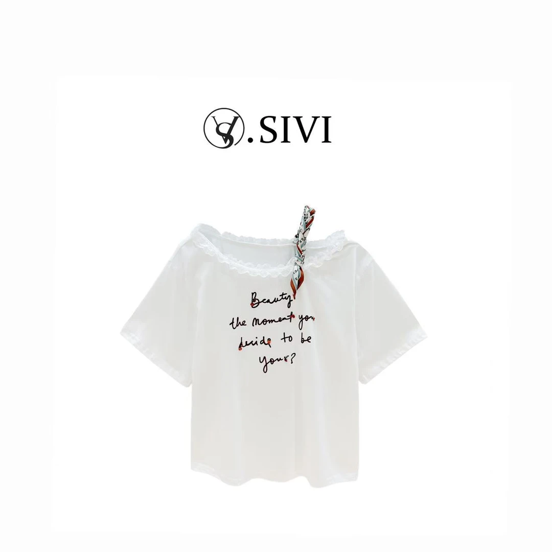 熙薇【素雅蕾丝】2025夏季新款时尚休闲气质T恤上衣L4707