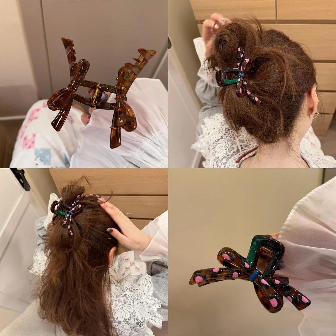 斑点合水中号鲨鱼夹彩色拍照复古个性发抓仿毛绒钨气质貂毛镀bo